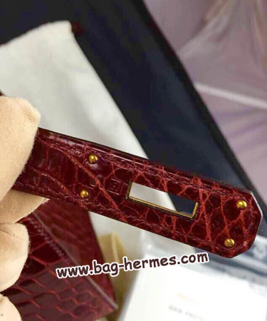 エルメス ケリー32 ルージュアッシュ クロコダイル ゴールド金具