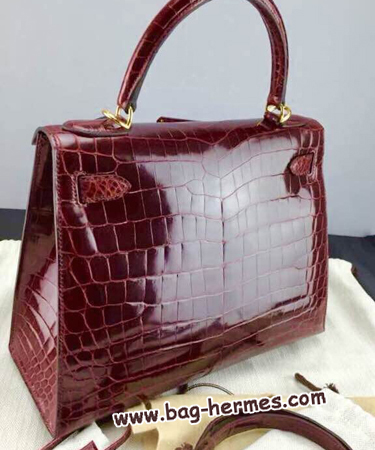 エルメス ケリー32 ルージュアッシュ クロコダイル ゴールド金具