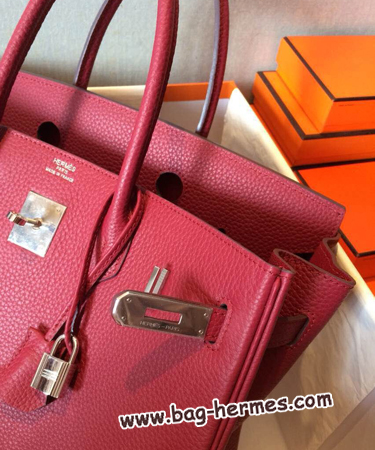 エルメス バーキン25 レッド トゴ シルバー金具