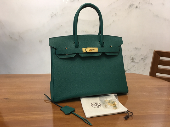 エルメス バーキン30 マラカイト エプソン ゴールド金具