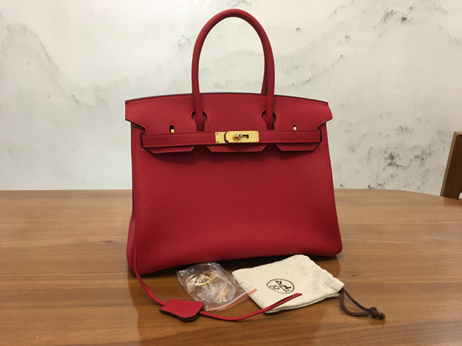 エルメス バーキン30 ルージュヴィフ トゴ ゴールド金具