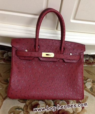 エルメス バーキン30 ルージュアッシュ オーストリッチ ゴールド金具