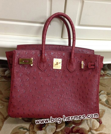 エルメス バーキン30 ルージュアッシュ オーストリッチ ゴールド金具