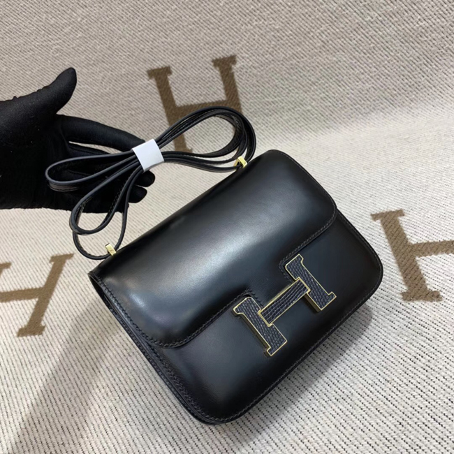 エルメス コンスタンスミニ ブラック ボックスカーフ ゴールド金具