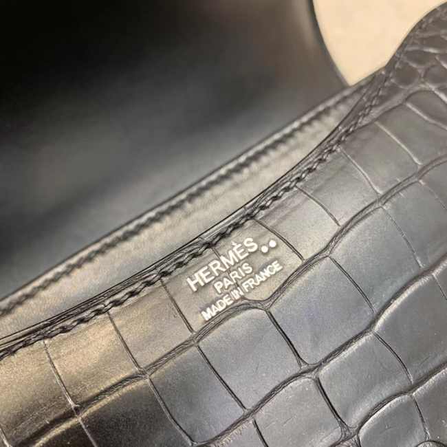 エルメス コンスタンスミニ ブラック クロコダイルマット シルバー金具