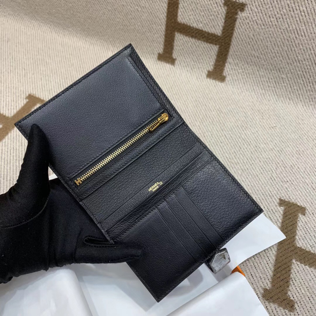 エルメス 財布ベアン ブラック クロコダイル ゴールド金具