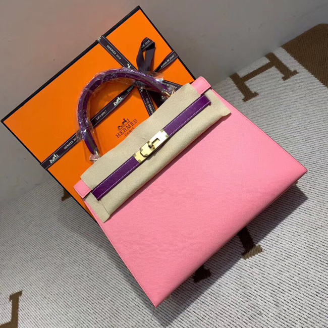 エルメス ケリー28 アネモネ/ピンク ヴォーエプソン ゴールド金具