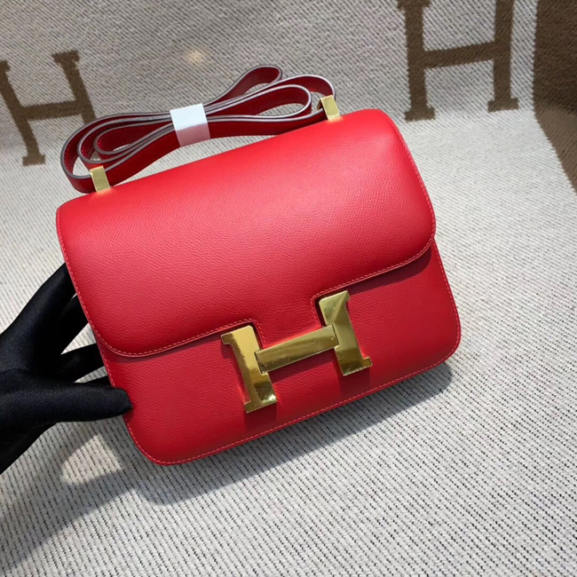 エルメス コンスタンスミニ ゼラニウム ヴォーエプソン ゴールド金具