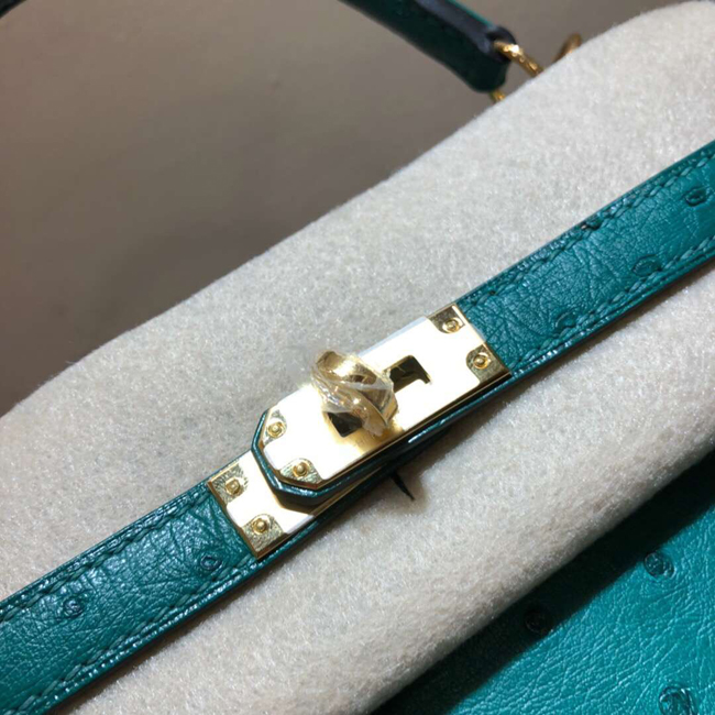 エルメス ケリー28 マラカイト オーストリッチ ゴールド金具