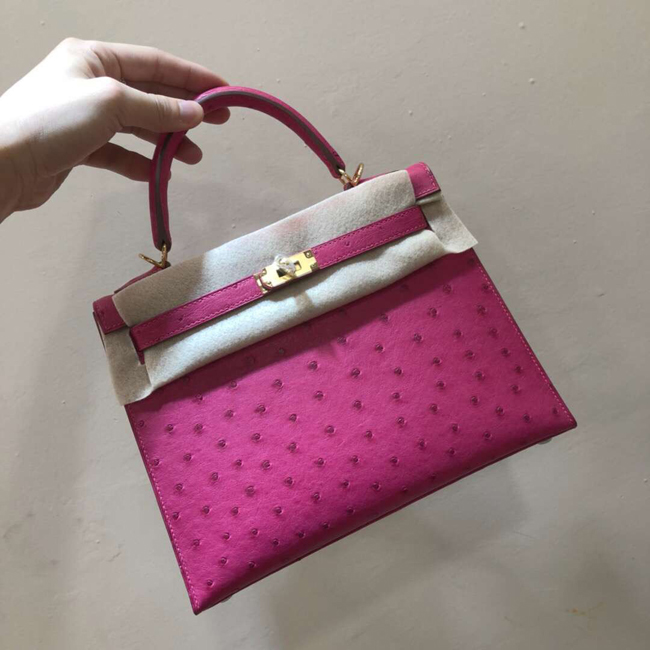 エルメス ケリー28 ローズパープル オーストリッチ ゴールド金具