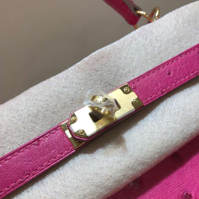 エルメス ケリー28 ローズパープル オーストリッチ ゴールド金具