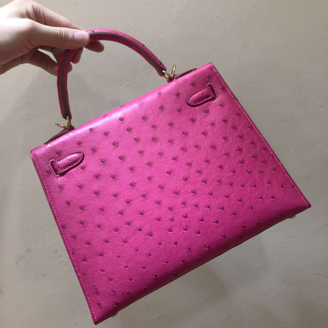 エルメス ケリー28 ローズパープル オーストリッチ ゴールド金具