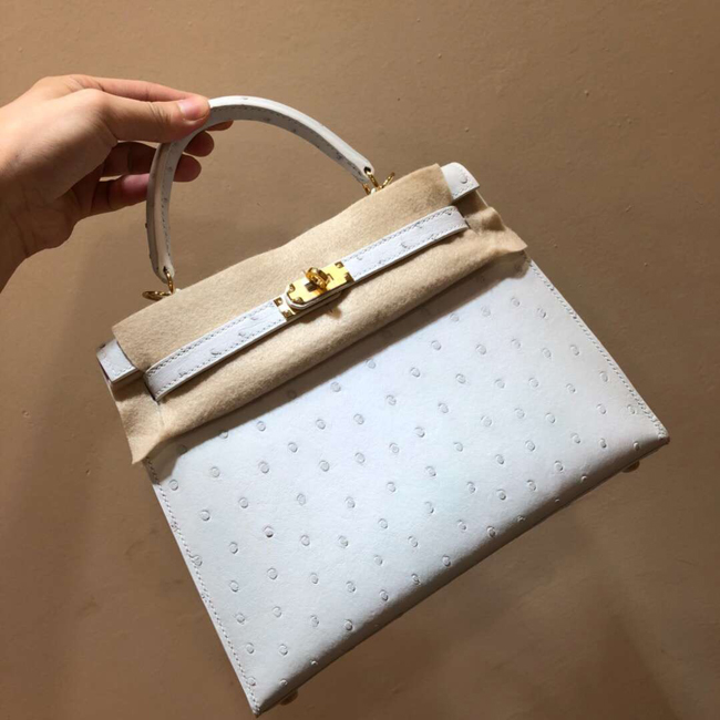 エルメス ケリー28 クレ オーストリッチ ゴールド金具