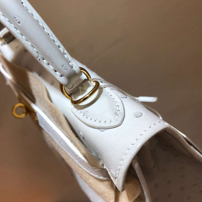 エルメス ケリー28 クレ オーストリッチ ゴールド金具