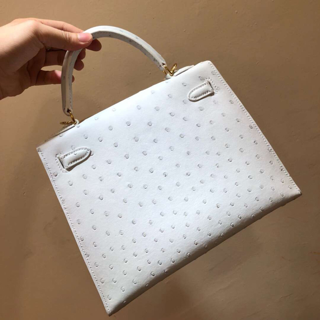 エルメス ケリー28 クレ オーストリッチ ゴールド金具