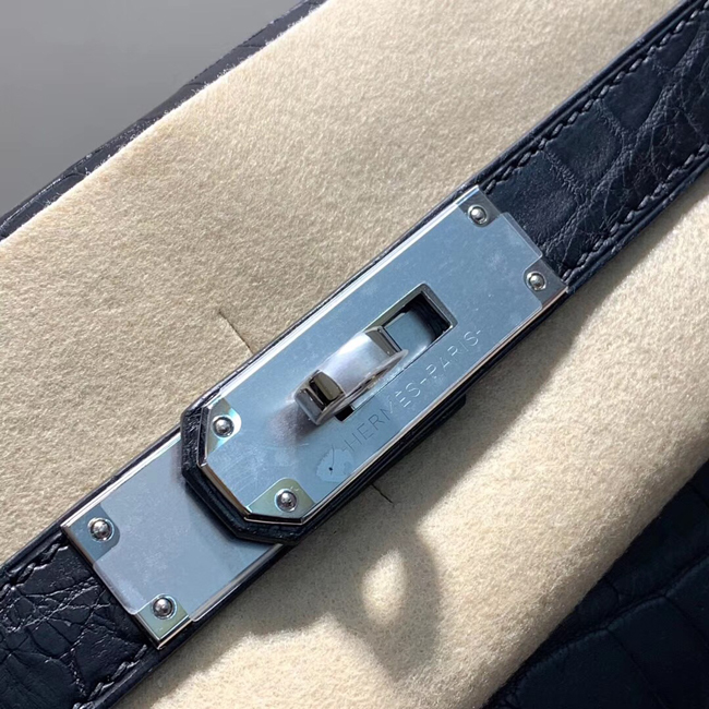 エルメス ケリー28 ブラック クロコダイル ニロティカス シルバー金具
