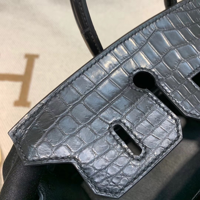 エルメス バーキン25 ブラック クロコダイル ニロティカスマット シルバー金具
