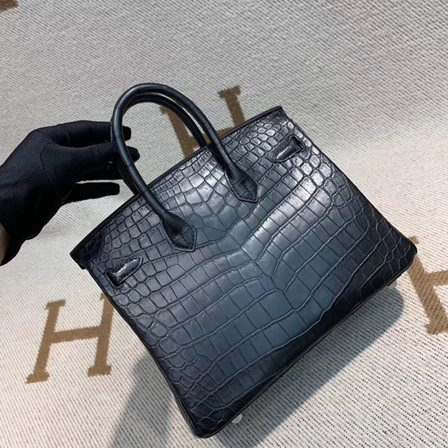 エルメス バーキン25 ブラック クロコダイル ニロティカスマット シルバー金具