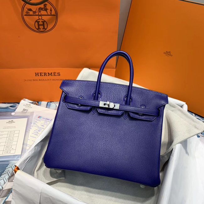 エルメス バーキン25 ブルーエレクトリック シェブルミゾル シルバー金具