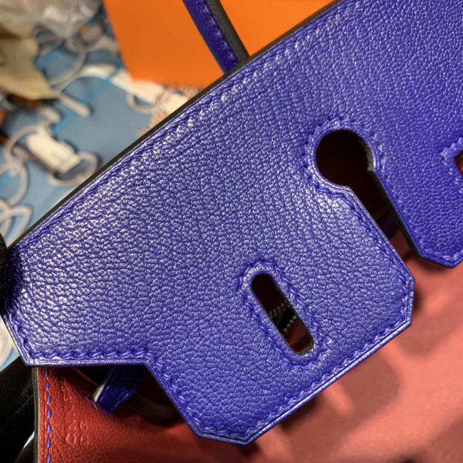 エルメス バーキン25 ブルーエレクトリック シェブルミゾル シルバー金具