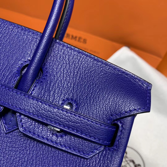 エルメス バーキン25 ブルーエレクトリック シェブルミゾル シルバー金具