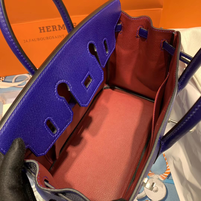 エルメス バーキン25 ブルーエレクトリック シェブルミゾル シルバー金具