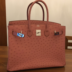エルメス バーキン35 ピンク オーストリッチ シルバー金具