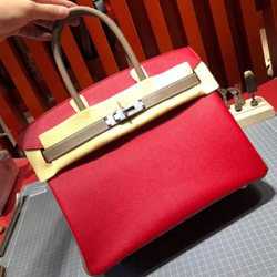 エルメス バーキン30 ルージュカザック/エトゥープ シルバー金具