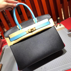 エルメス バーキン30 ブラック/ブルーアトール ゴールド金具