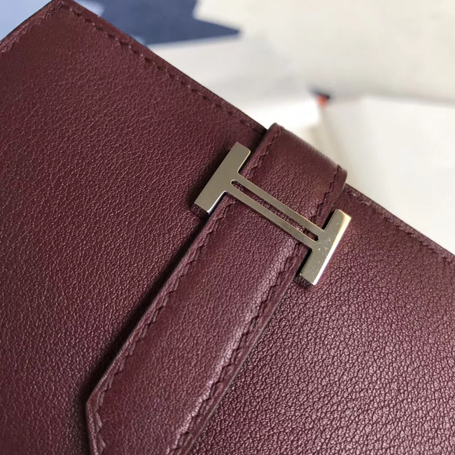 エルメス ベアンカードケース ボルドー シェブルミゾル シルバー金具