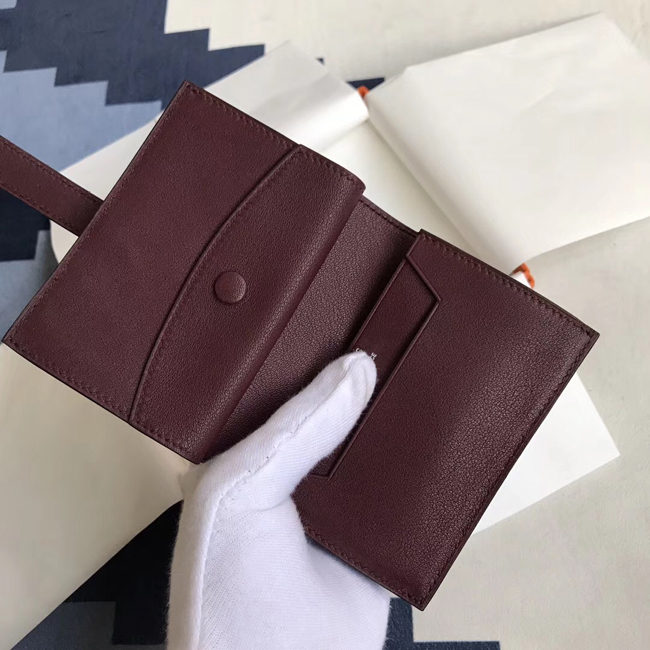 エルメス ベアンカードケース ボルドー シェブルミゾル シルバー金具
