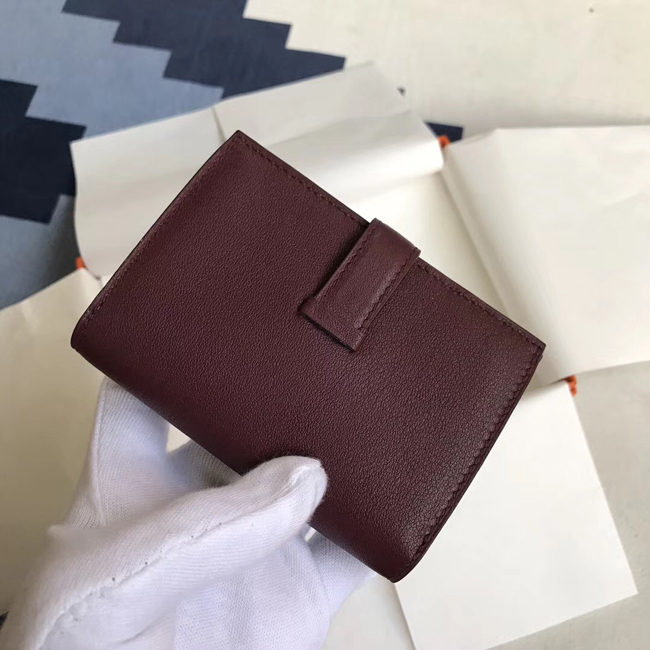 エルメス ベアンカードケース ボルドー シェブルミゾル シルバー金具