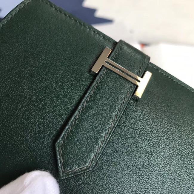 エルメス ベアンカードケース ヴェールアングレ シェブルミゾル シルバー金具