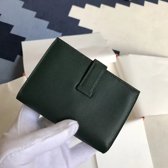 エルメス ベアンカードケース ヴェールアングレ シェブルミゾル シルバー金具