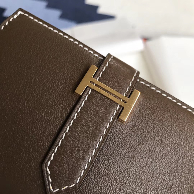 エルメス ベアンカードケース カカオ シェブルミゾル ゴールド金具