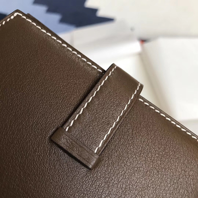 エルメス ベアンカードケース カカオ シェブルミゾル ゴールド金具