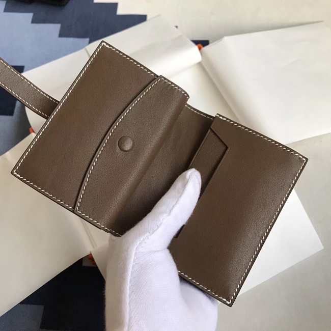 エルメス ベアンカードケース カカオ シェブルミゾル ゴールド金具