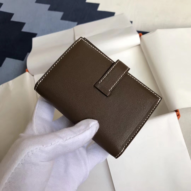 エルメス ベアンカードケース カカオ シェブルミゾル ゴールド金具