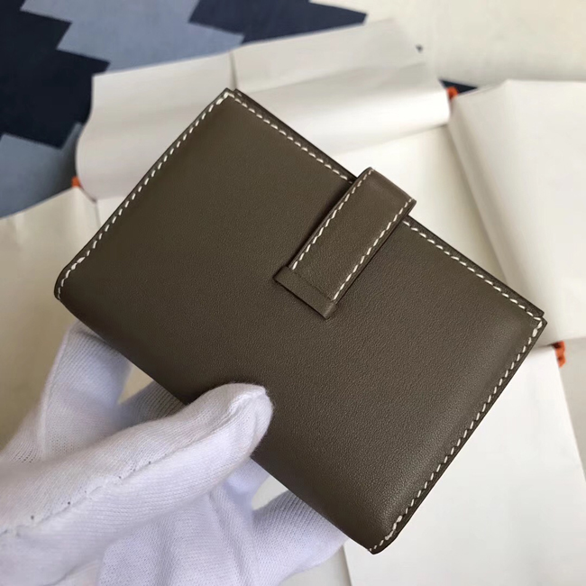 エルメス ベアンカードケース エトゥープ シェブルミゾル シルバー金具