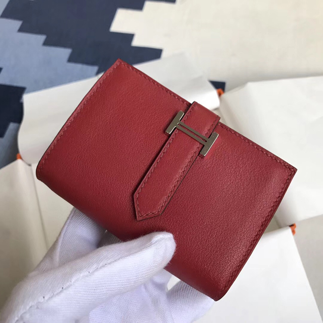 エルメス ベアンカードケース ルージュアッシュ シェブルミゾル シルバー金具
