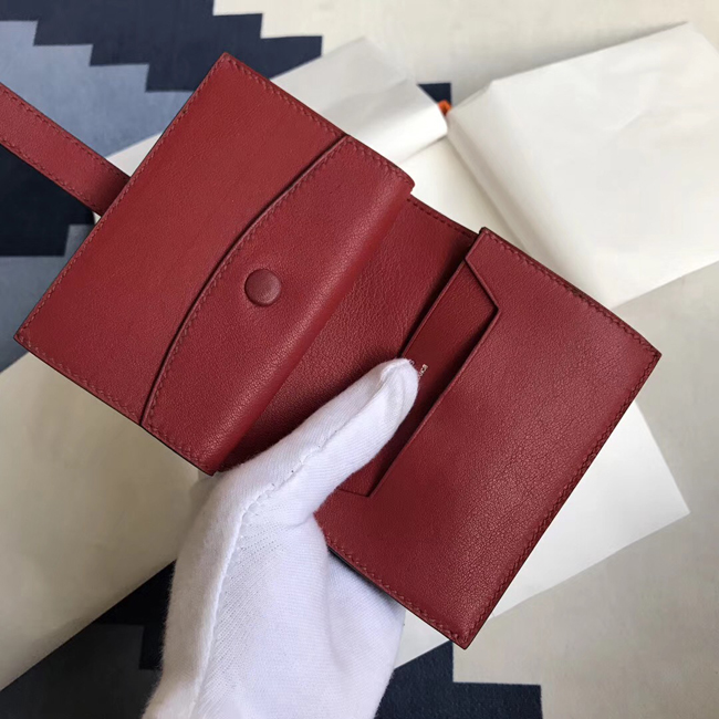 エルメス ベアンカードケース ルージュアッシュ シェブルミゾル シルバー金具