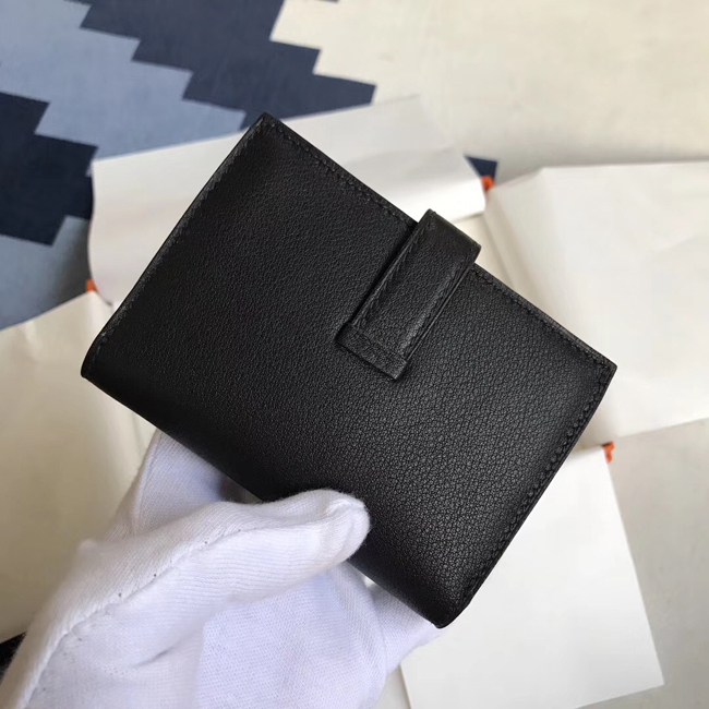 エルメス ベアンカードケース ブラック シェブルミゾル シルバー金具