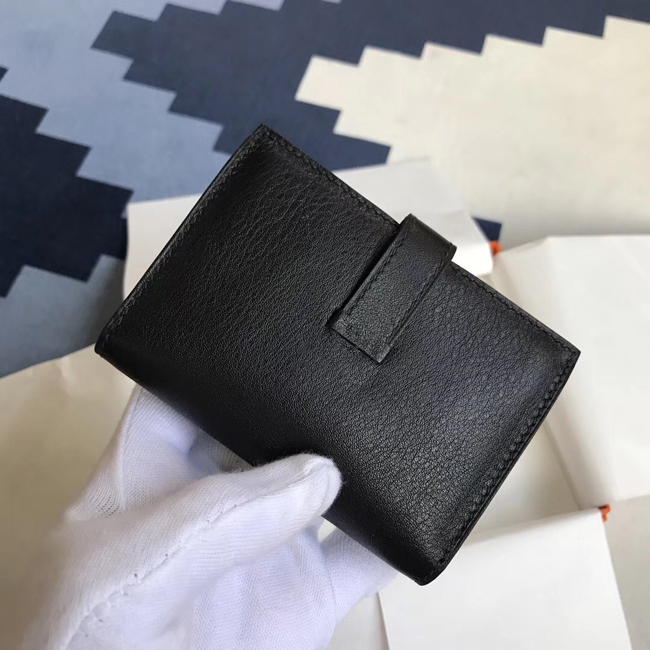 エルメス ベアンカードケース ブラック シェブルミゾル ゴールド金具