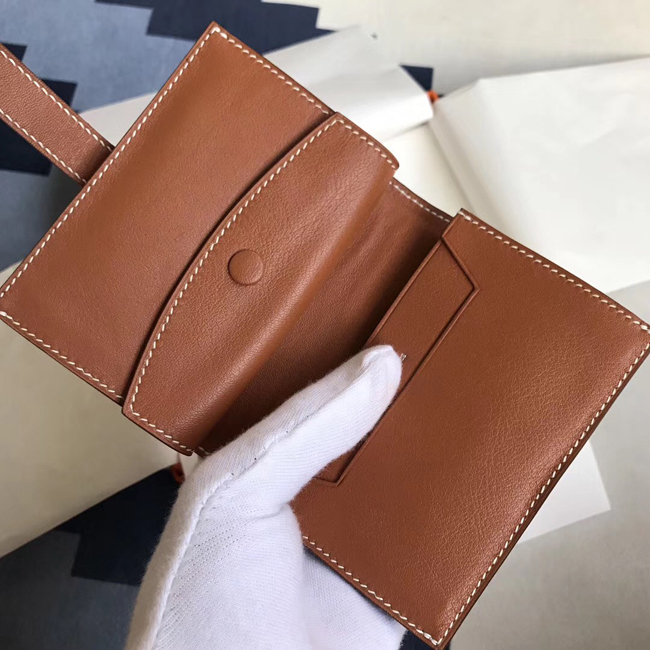 エルメス ベアンカードケース ゴールド シェブルミゾル シルバー金具