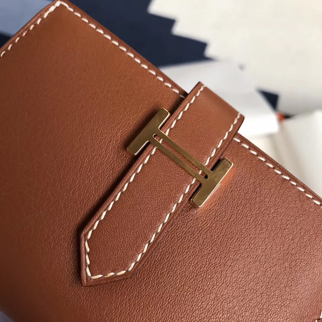 エルメス ベアンカードケース ゴールド シェブルミゾル ゴールド金具