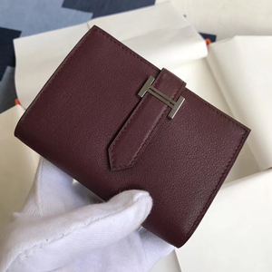 エルメス ベアンカードケース ボルドー シェブルミゾル シルバー金具