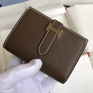 エルメス ベアンカードケース カカオ シェブルミゾル ゴールド金具