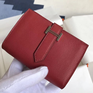 エルメス ベアンカードケース ルージュアッシュ シェブルミゾル シルバー金具