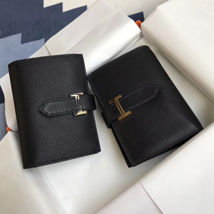 エルメス ベアンカードケース ブラック シェブルミゾル シルバー金具