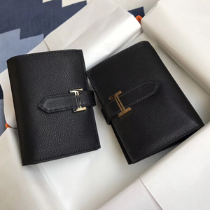 エルメス ベアンカードケース ブラック シェブルミゾル ゴールド金具